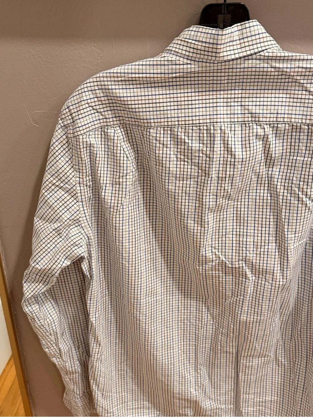 J Crew Men’s Button Down Slim Flex White Blue Green Brown Check Shirt #497
